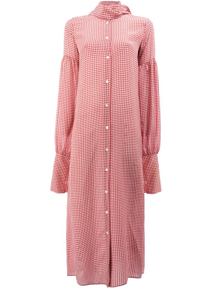 Rokh Houndstooth Shirt Dress - Red