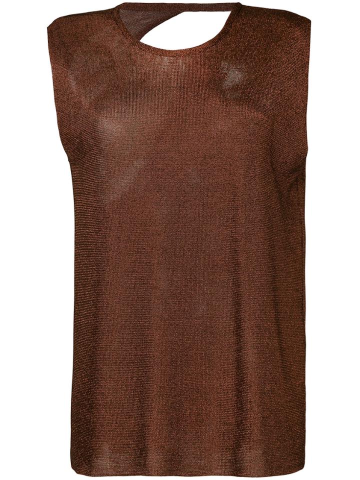 Kacey Devlin Collapse Back Metallic Tank Top - Brown