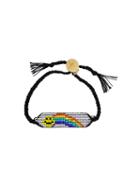 Venessa Arizaga Rainbow Smiley Bracelet, Women's, Black, Cotton/ceramic