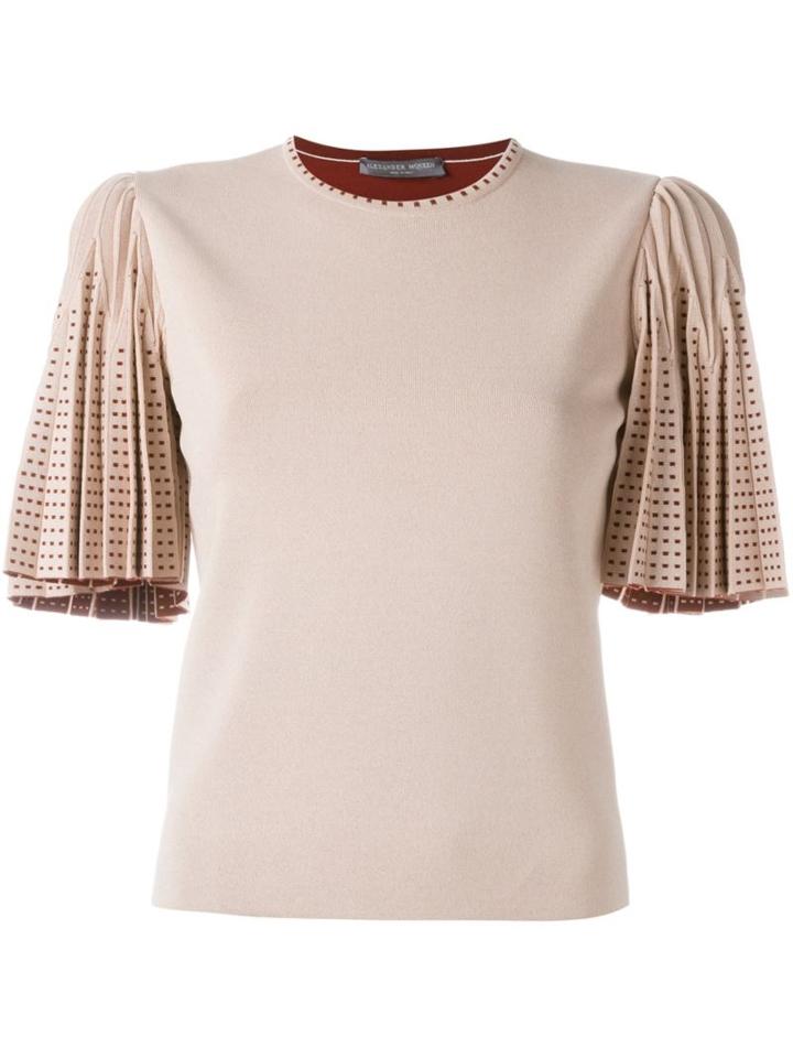 Alexander Mcqueen Pleated Sleeve Knit Top, Women's, Size: Xs, Pink/purple, Polyamide/polyester/spandex/elastane/wool