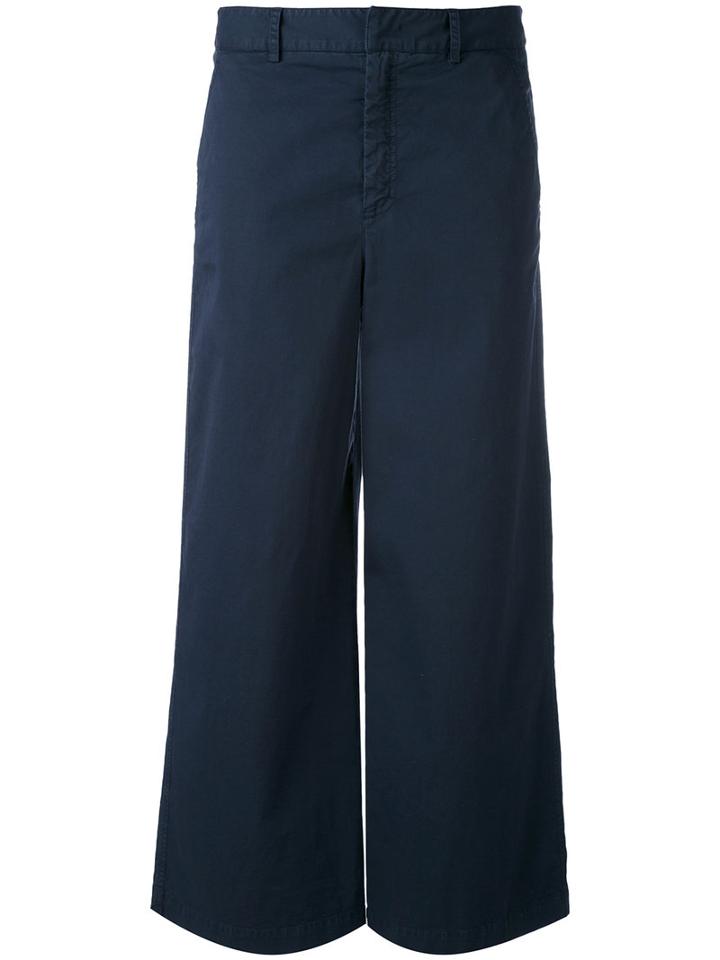 Red Valentino - Wide Leg Trousers - Women - Cotton/spandex/elastane - 40, Blue, Cotton/spandex/elastane