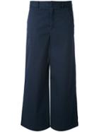 Red Valentino - Wide Leg Trousers - Women - Cotton/spandex/elastane - 40, Blue, Cotton/spandex/elastane
