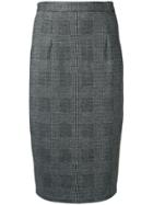 Styland Check Print Pencil Skirt - Black
