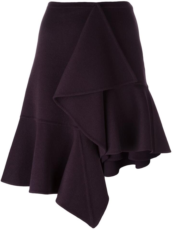 Rochas Draped Asymmetric Skirt, Women's, Size: 38, Pink/purple, Angora/virgin Wool
