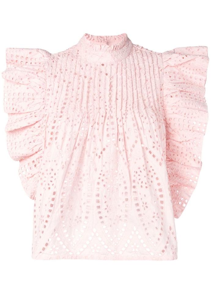 Ganni Embroidered Anglaise Blouse - Pink