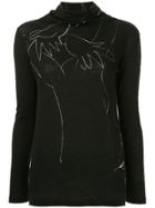 Yohji Yamamoto Line Drawing Turtleneck Top - Black
