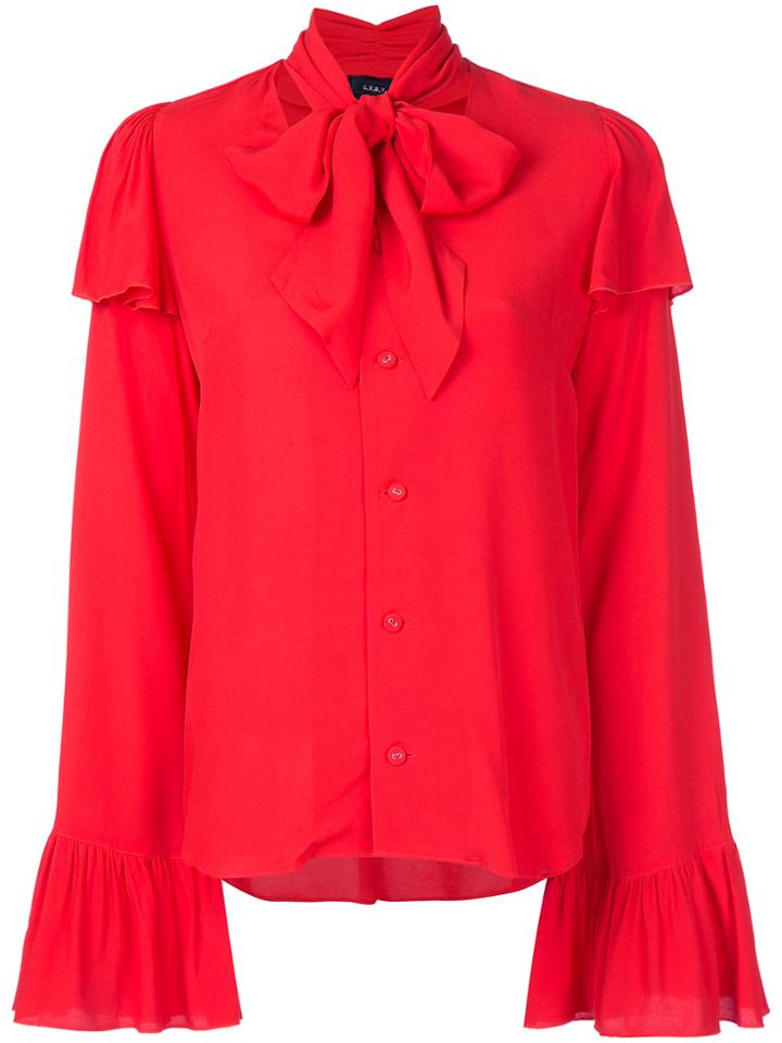 G.v.g.v. Rayon Crepe Pussy Bow Blouse - Red