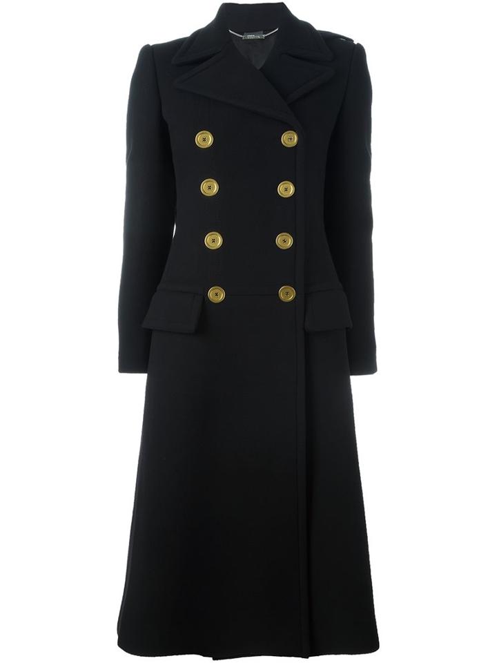 Alexander Mcqueen Double Breasted Coat, Women's, Size: 44, Black, Cupro/virgin Wool