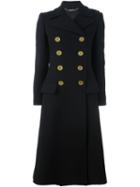 Alexander Mcqueen Double Breasted Coat, Women's, Size: 44, Black, Cupro/virgin Wool