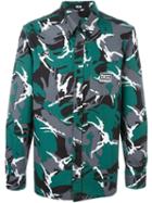 Ktz Camouflage Print Shirt, Men's, Size: Small, Green, Cotton