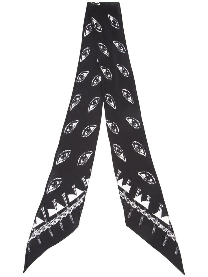 Rockins 'eyes' Printed Skinny Scarf, Women's, Black, Silk