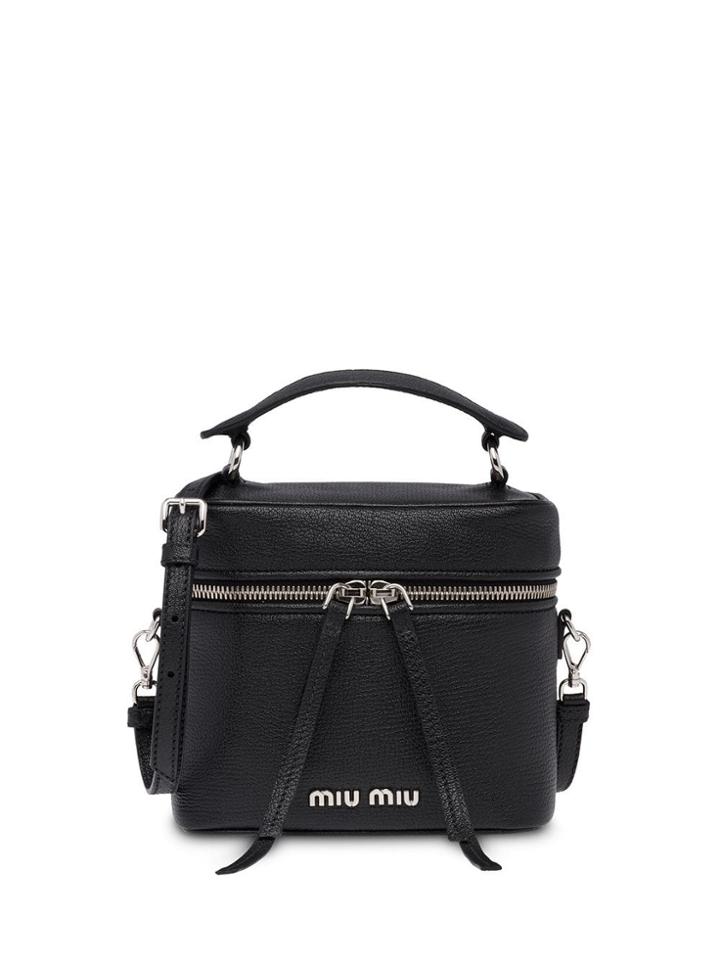 Miu Miu Madras Leather Shoulder Bag - Black