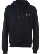 Dolce & Gabbana Embroidered Crown Hoodie, Men's, Size: 48, Blue, Cotton/copper/metallic Fibre/polyester