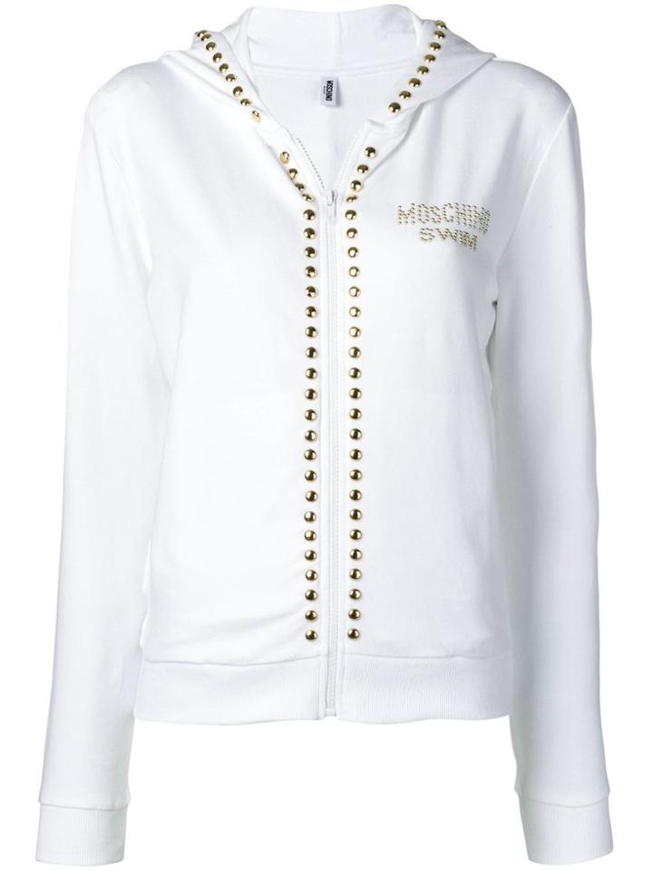 Moschino Studded Zip Up Hoodie - White