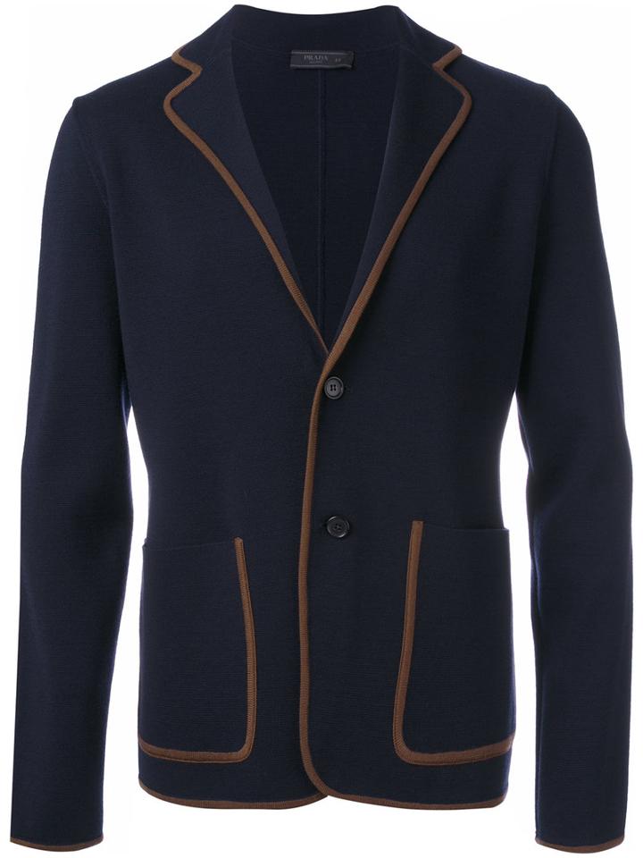Prada Two Button Blazer, Men's, Size: 52, Blue, Silk/virgin Wool