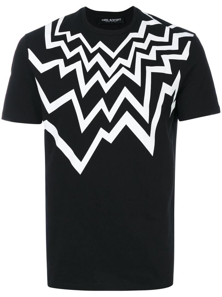 Neil Barrett - Graphic Print T-shirt - Men - Cotton - Xl, Black, Cotton