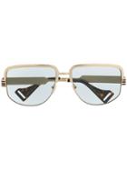 Gucci Eyewear Web Details Sunglasses - Gold