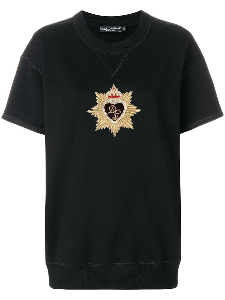 Dolce & Gabbana Satin Crest Detail T-shirt - Black