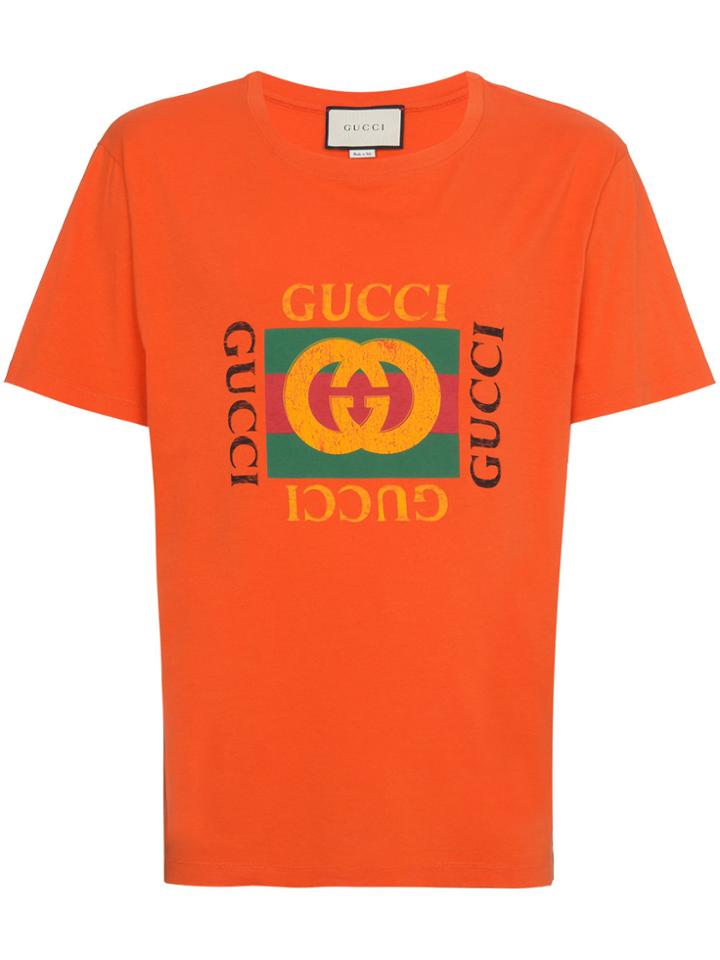 Gucci Orange Fake Logo T Shirt - Yellow & Orange