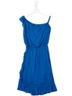 Velveteen Athena Ruffle-trimmed Dress - Blue