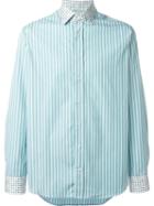 Etro Striped Shirt, Men's, Size: 42, Green, Cotton