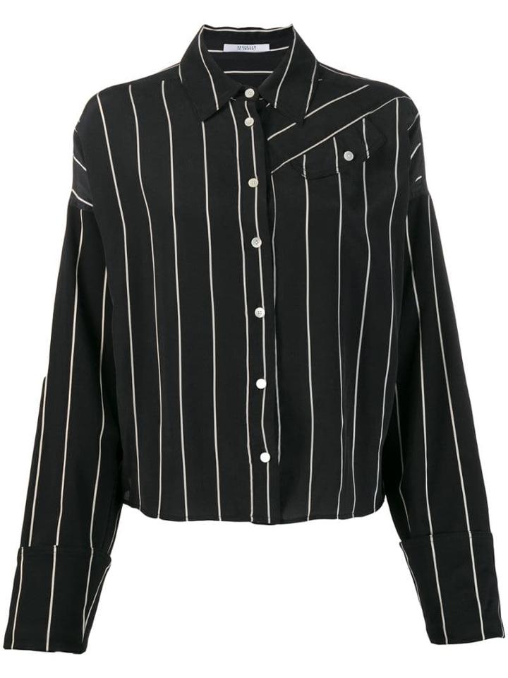 Derek Lam 10 Crosby Long Sleeve Pinstripped Silk Button-down Shirt