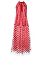 Giamba Embroidered Tulle Dress, Women's, Size: 40, Red, Cotton/polyester