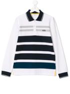 Boss Kids Teen Striped Polo Shirt - White