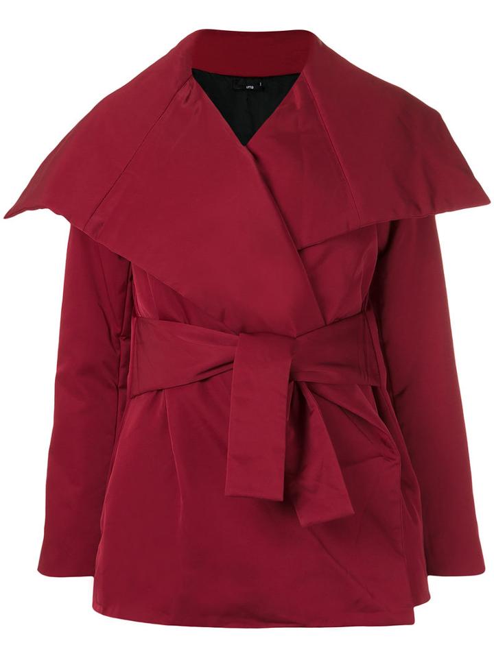 Uma Raquel Davidowicz - Belted Coat - Women - Polyester/acetate - 38, Red, Polyester/acetate