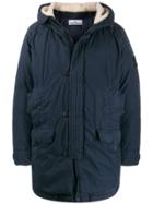 Stone Island Padded Utility-pocket Down Coat - Blue