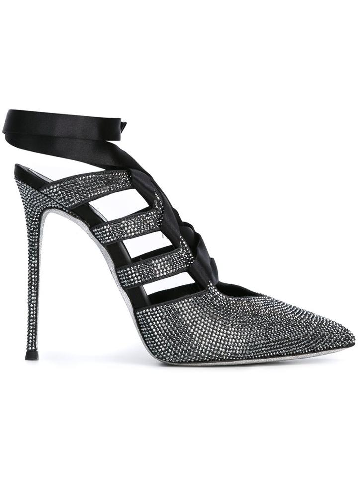 René Caovilla Embellished Lace-up Pumps