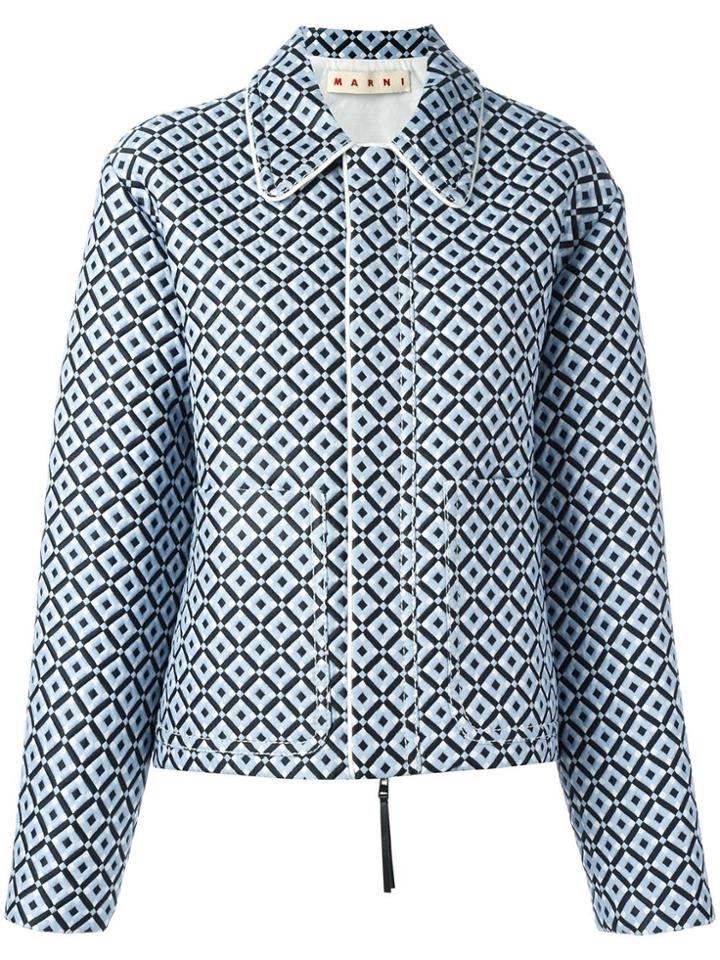 Marni Tracery Print Jacket - Blue