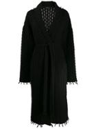 Alanui Belted Aran-knit Cardi-coat - Black