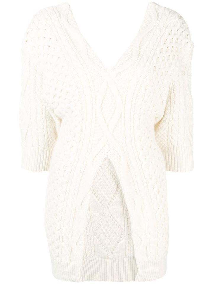 3.1 Phillip Lim Split-front Cable-knit Sweater - Neutrals