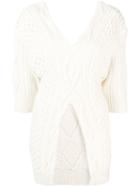 3.1 Phillip Lim Split-front Cable-knit Sweater - Neutrals