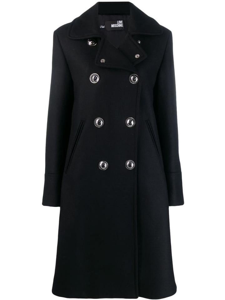 Love Moschino Double-breasted Coat - Black