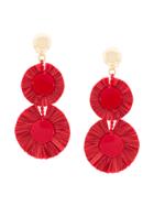 Oscar De La Renta Fringed Drop Earrings - Red