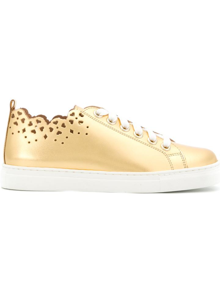 Twin-set Heart Stencil Lace-up Sneakers - Metallic