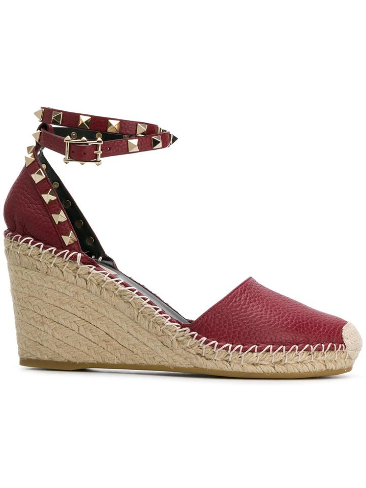 Valentino Studded Platform Sandals - Red