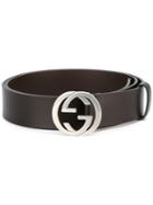 Gucci Gg Buckle Belt, Men's, Size: 110, Brown, Leather