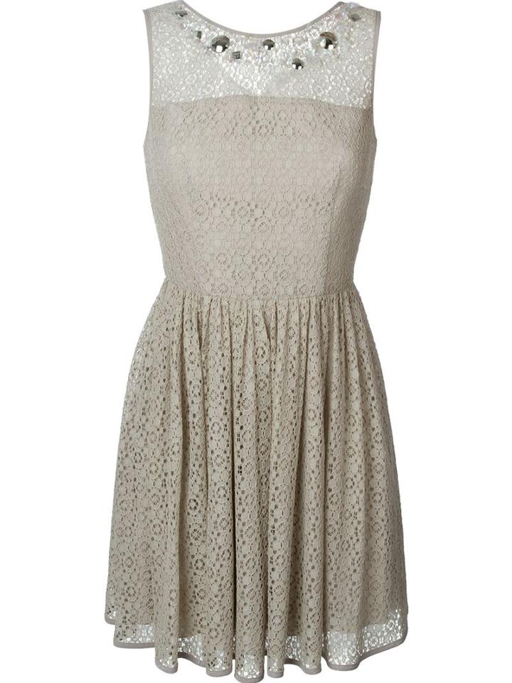 Blugirl Embellished Mini Lace Dress, Women's, Size: 42, Nude/neutrals, Polyamide/viscose/polyester