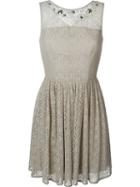 Blugirl Embellished Mini Lace Dress, Women's, Size: 42, Nude/neutrals, Polyamide/viscose/polyester