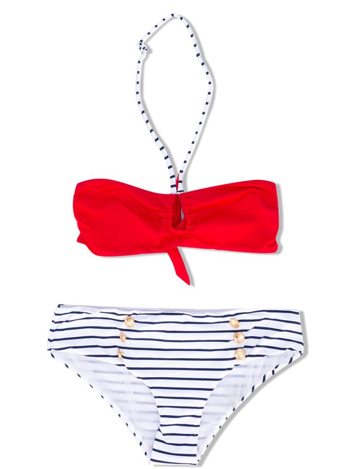 Mc2 Saint Barth Kids - Teen Striped Bikini - Kids - Polyamide/spandex/elastane - 14 Yrs, Red
