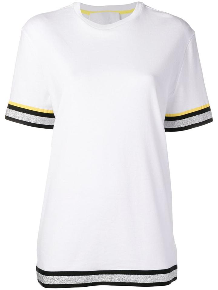 No Ka' Oi Striped Cuff T-shirt - White