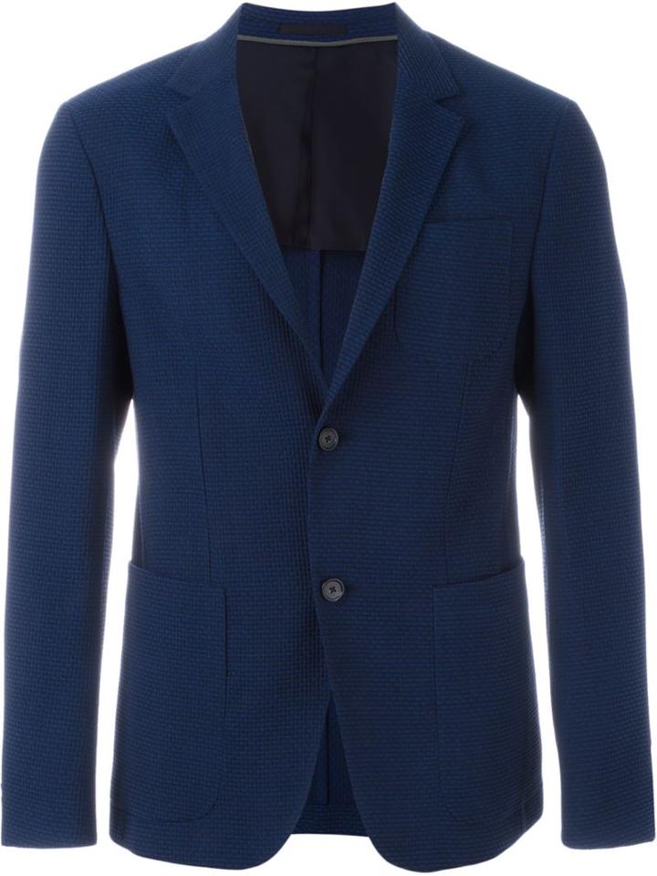 Z Zegna Textured Blazer, Men's, Size: 48, Blue, Spandex/elastane/cupro/wool