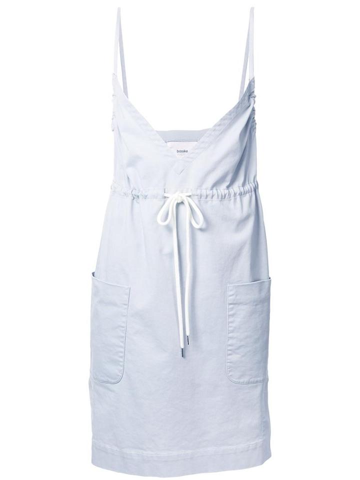 Bassike Drawstring Utility Dress, Women's, Size: 6, Blue, Cotton/spandex/elastane