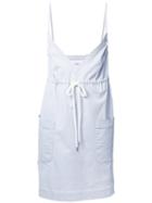 Bassike Drawstring Utility Dress, Women's, Size: 6, Blue, Cotton/spandex/elastane