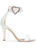 Paris Texas Heart Buckle Sandals - White