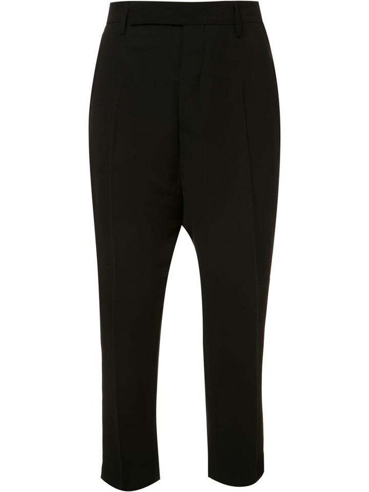 Rick Owens Drop-crotch Cropped Trousers, Women's, Size: 42, Black, Viscose