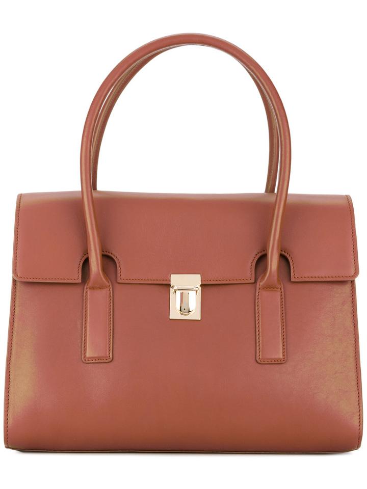 Paul Smith - Foldover Top 'concertina' Tote Bag - Women - Leather - One Size, Brown, Leather